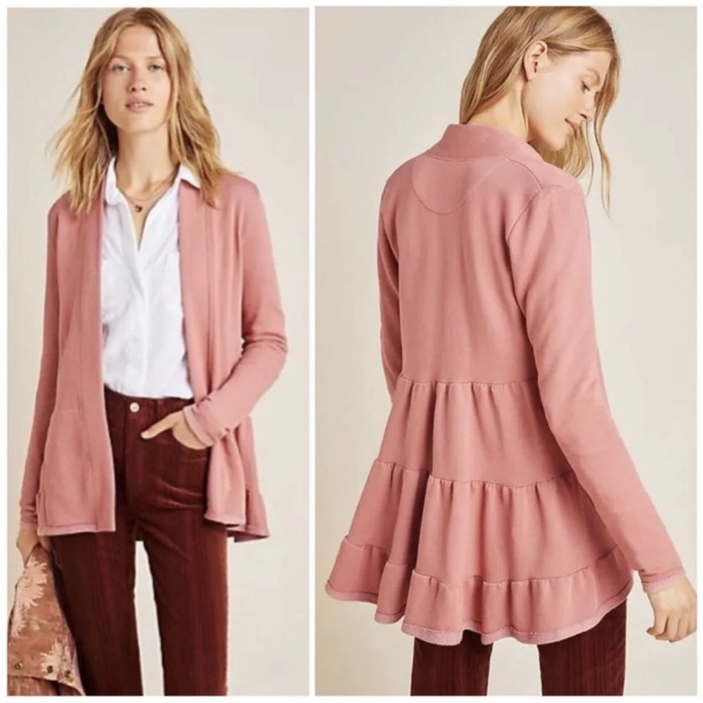 By Anthropologie Lila Mauv tiered cardigan